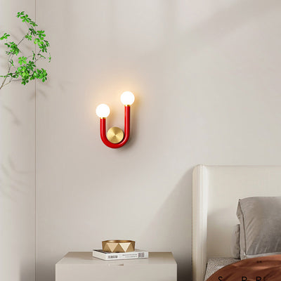 Contemporary Creative Iron Aluminum Acrylic U-Shaped Curved LED Wall Sconce Lamp For Bedside