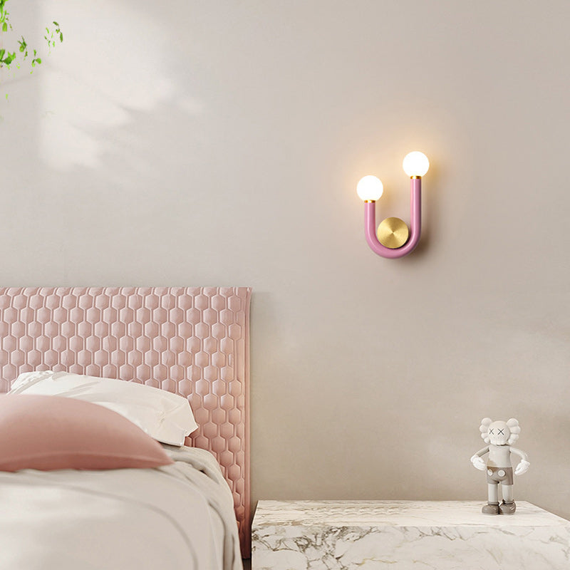 Contemporary Creative Iron Aluminum Acrylic U-Shaped Curved LED Wall Sconce Lamp For Bedside