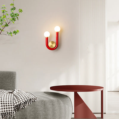 Contemporary Creative Iron Aluminum Acrylic U-Shaped Curved LED Wall Sconce Lamp For Bedside