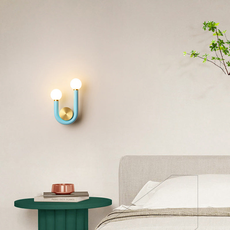 Contemporary Creative Iron Aluminum Acrylic U-Shaped Curved LED Wall Sconce Lamp For Bedside