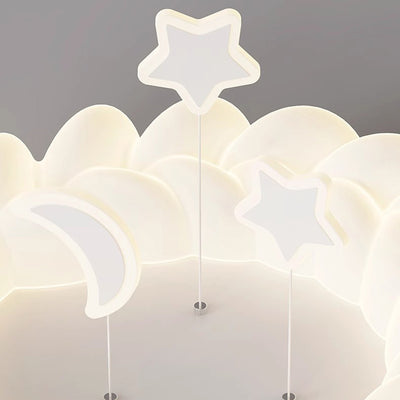 Contemporary Nordic Kids Iron PE Round Star Cloud Maize LED Flush Mount Ceiling Light For Bedroom