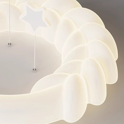 Contemporary Nordic Kids Iron PE Round Star Cloud Maize LED Flush Mount Ceiling Light For Bedroom