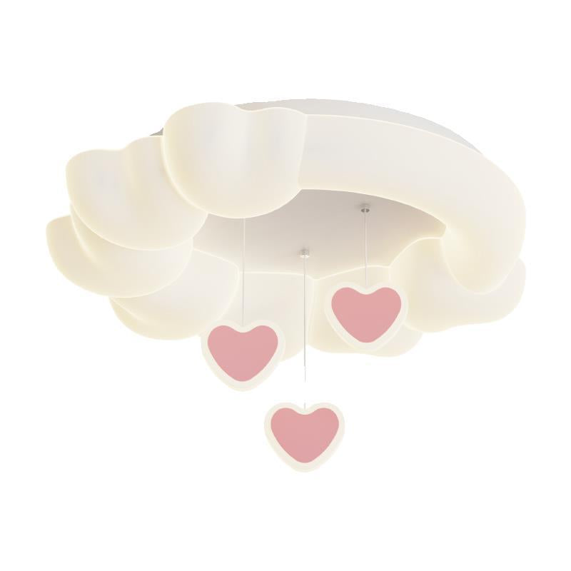 Contemporary Nordic Kids Iron PE Round Star Cloud Maize LED Flush Mount Ceiling Light For Bedroom