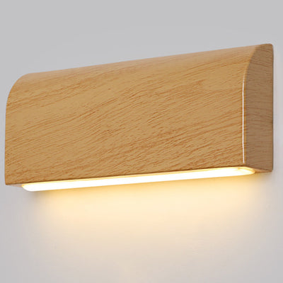 Contemporary Scandinavian Aluminum Wood Grain Rectangular LED Wall Sconce Lamp For Bedside