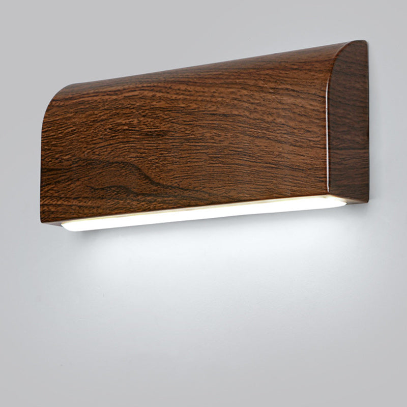 Contemporary Scandinavian Aluminum Wood Grain Rectangular LED Wall Sconce Lamp For Bedside