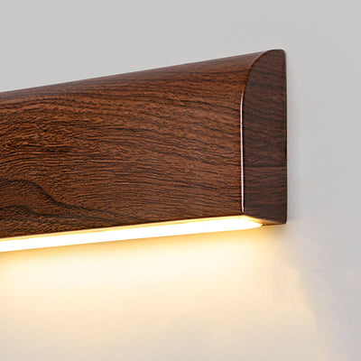 Contemporary Scandinavian Aluminum Wood Grain Rectangular LED Wall Sconce Lamp For Bedside