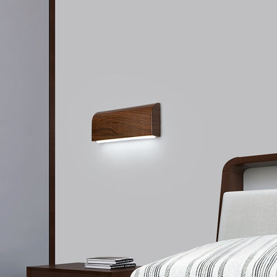 Contemporary Scandinavian Aluminum Wood Grain Rectangular LED Wall Sconce Lamp For Bedside