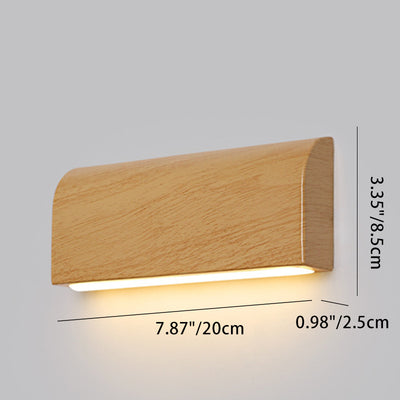 Contemporary Scandinavian Aluminum Wood Grain Rectangular LED Wall Sconce Lamp For Bedside