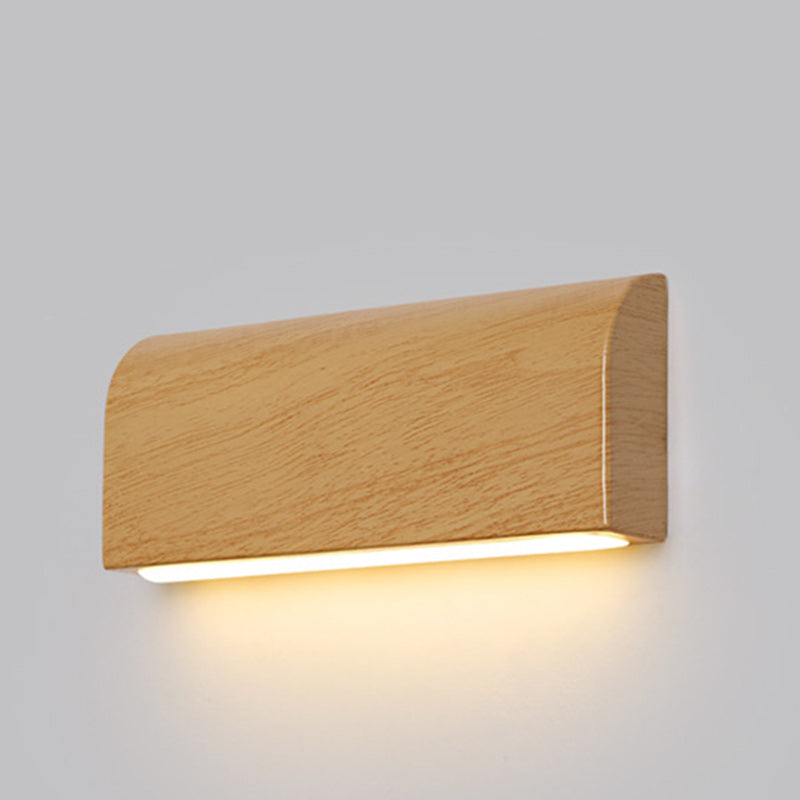 Contemporary Scandinavian Aluminum Wood Grain Rectangular LED Wall Sconce Lamp For Bedside