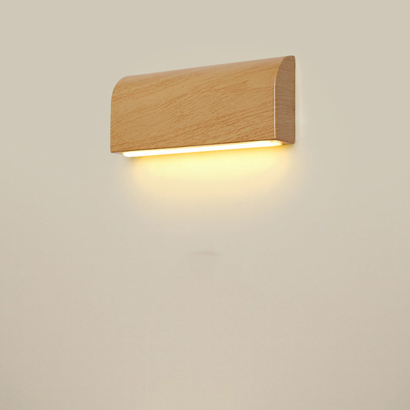 Contemporary Scandinavian Aluminum Wood Grain Rectangular LED Wall Sconce Lamp For Bedside