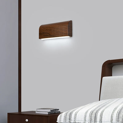 Contemporary Scandinavian Aluminum Wood Grain Rectangular LED Wall Sconce Lamp For Bedside