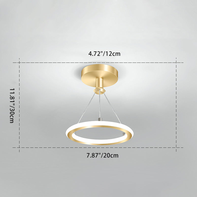 Zeitgenössische nordische runde LED-Deckenleuchte aus Metall mit halbbündiger Montage für den Flur 