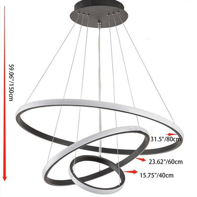 Moderne Nordic Eisen Silica Kreise Ring LED Kronleuchter Für Wohnzimmer 