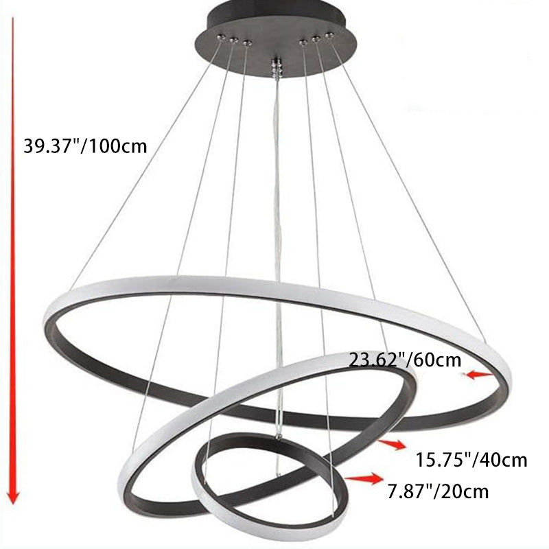 Moderne Nordic Eisen Silica Kreise Ring LED Kronleuchter Für Wohnzimmer 