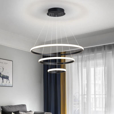 Moderne Nordic Eisen Silica Kreise Ring LED Kronleuchter Für Wohnzimmer 