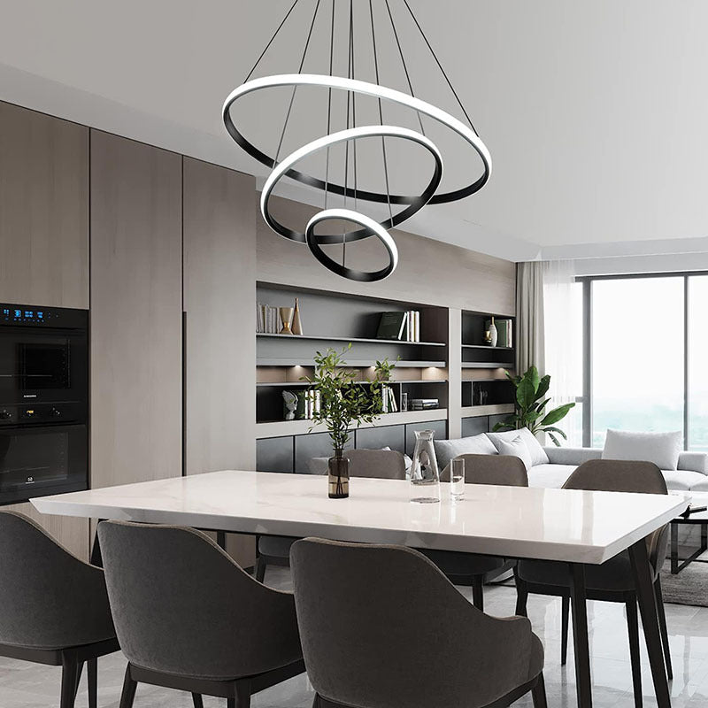 Moderne Nordic Eisen Silica Kreise Ring LED Kronleuchter Für Wohnzimmer 