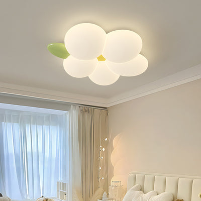 Zeitgenössische nordische Kinder Kaninchen Blume Eisen PET LED Unterputz Deckenleuchte für Schlafzimmer 