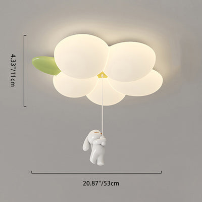 Zeitgenössische nordische Kinder Kaninchen Blume Eisen PET LED Unterputz Deckenleuchte für Schlafzimmer 