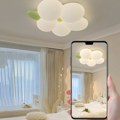 Zeitgenössische nordische Kinder Kaninchen Blume Eisen PET LED Unterputz Deckenleuchte für Schlafzimmer 