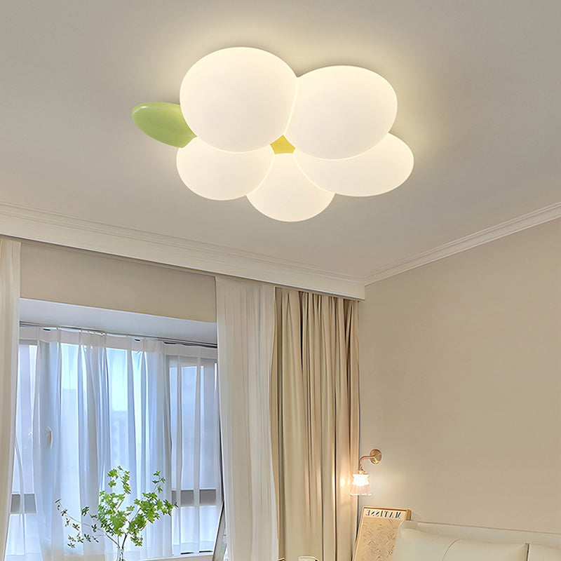 Zeitgenössische nordische Kinder Kaninchen Blume Eisen PET LED Unterputz Deckenleuchte für Schlafzimmer 