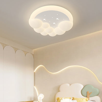 Modern Simplicity Kids Round Cloud Falling Star Rainbow Iron PE LED Flush Mount Ceiling Light For Bedroom