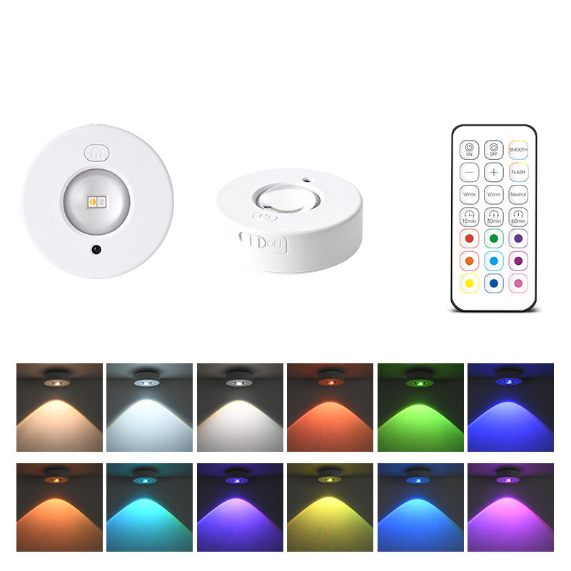 Modern Minimalist ABS Rechargeable RGB Round LED Flush Mount Ceiling Light For Bedroom