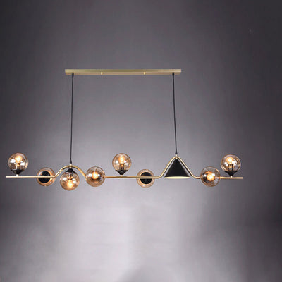 Contemporary Scandinavian Iron Glass Cone Ball 4/5/6/9 Light Chandeliers Island Light For Dining Room