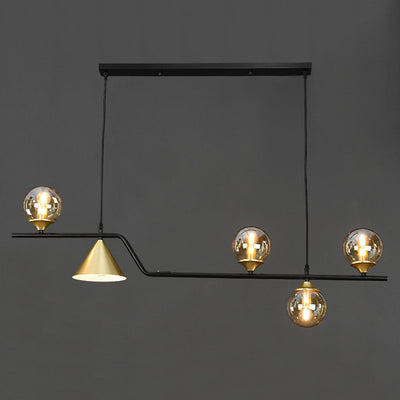 Contemporary Scandinavian Iron Glass Cone Ball 4/5/6/9 Light Chandeliers Island Light For Dining Room