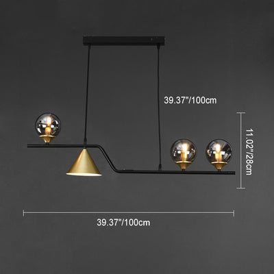 Contemporary Scandinavian Iron Glass Cone Ball 4/5/6/9 Light Chandeliers Island Light For Dining Room