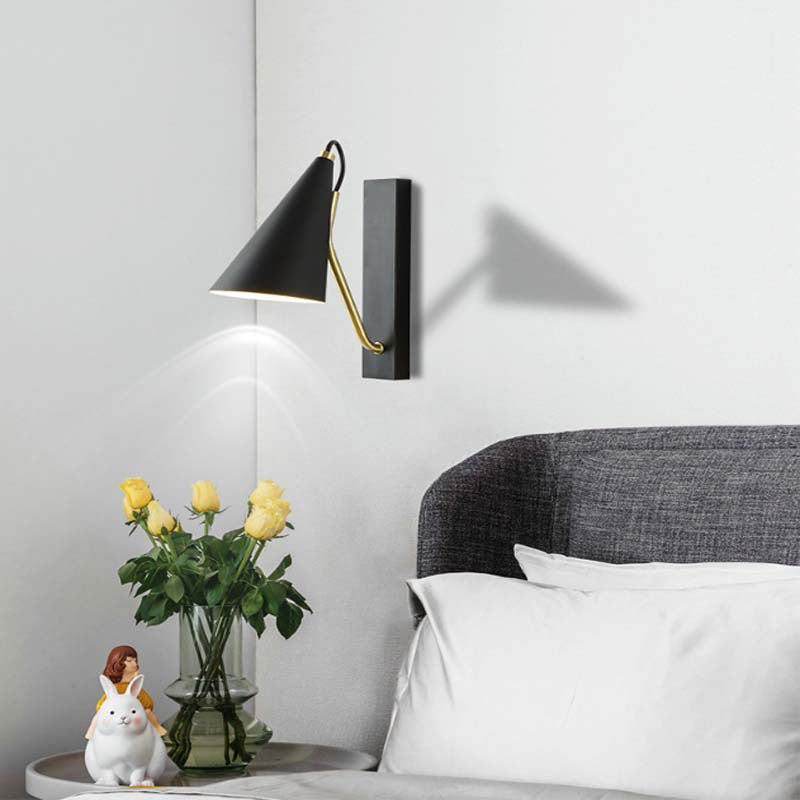 Contemporary Nordic Iron Conic 1-Light Wall Sconce Lamp For Bedside