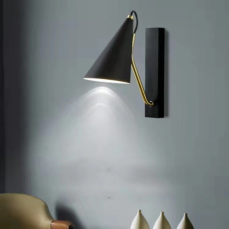 Contemporary Nordic Iron Conic 1-Light Wall Sconce Lamp For Bedside