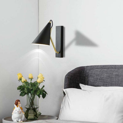 Contemporary Nordic Iron Conic 1-Light Wall Sconce Lamp For Bedside