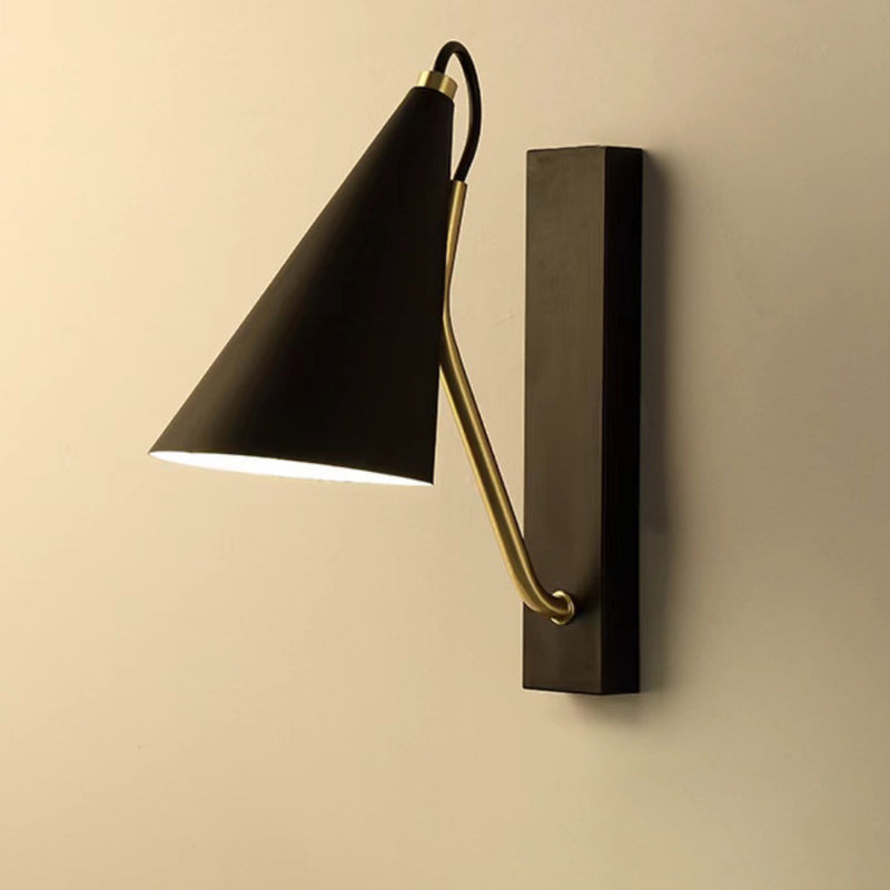 Contemporary Nordic Iron Conic 1-Light Wall Sconce Lamp For Bedside