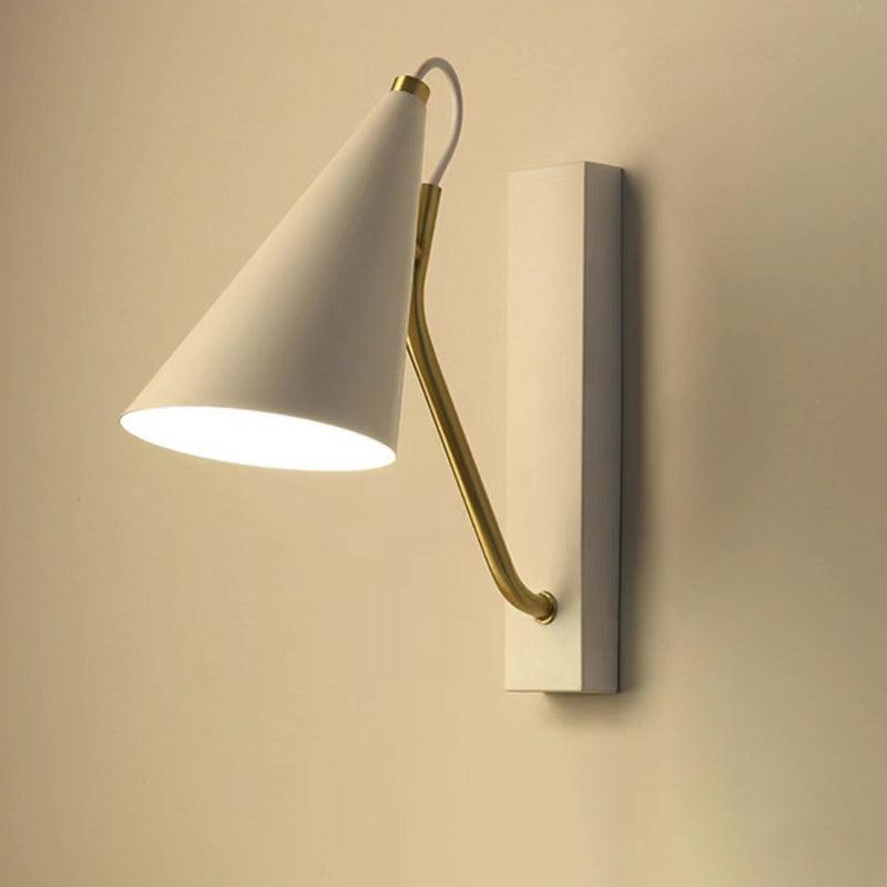 Contemporary Nordic Iron Conic 1-Light Wall Sconce Lamp For Bedside