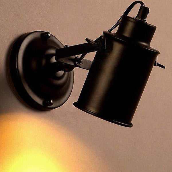 Contemporary Industrial Iron Rotatable Cylinder 1-Light Wall Sconce Lamp For Hallway