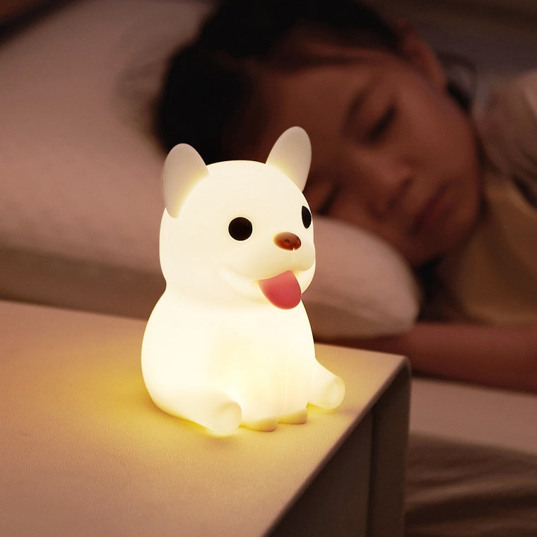 Zeitgenössische kreative Kinder wiederaufladbare Bulldog Siliciumdioxid PC ABS LED Tischlampe Nachtlicht für den Nachttisch 