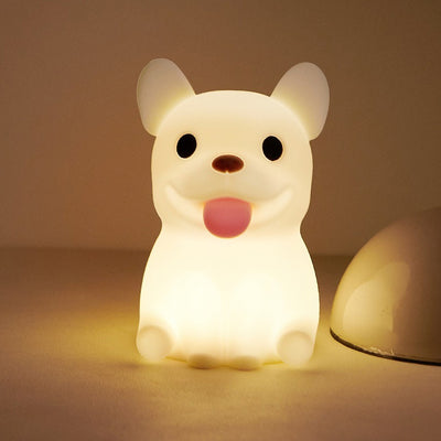 Zeitgenössische kreative Kinder wiederaufladbare Bulldog Siliciumdioxid PC ABS LED Tischlampe Nachtlicht für den Nachttisch 