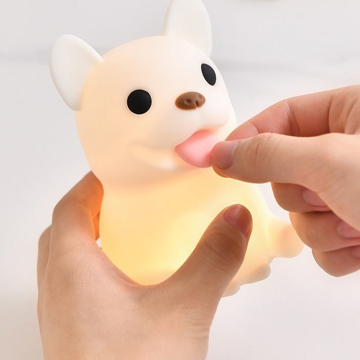 Zeitgenössische kreative Kinder wiederaufladbare Bulldog Siliciumdioxid PC ABS LED Tischlampe Nachtlicht für den Nachttisch 