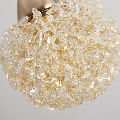 Modern Luxury Crystal Iron Honeycomb Ball 1-Light Pendant Light For Dining Room