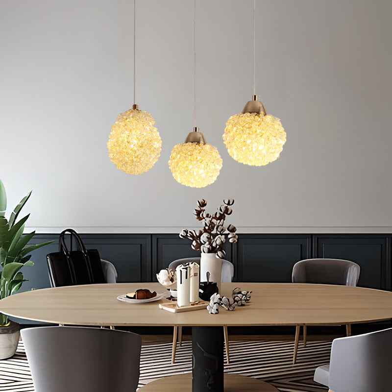 Modern Luxury Crystal Iron Honeycomb Ball 1-Light Pendant Light For Dining Room