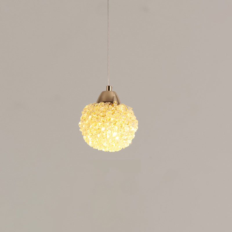 Modern Luxury Crystal Iron Honeycomb Ball 1-Light Pendant Light For Dining Room