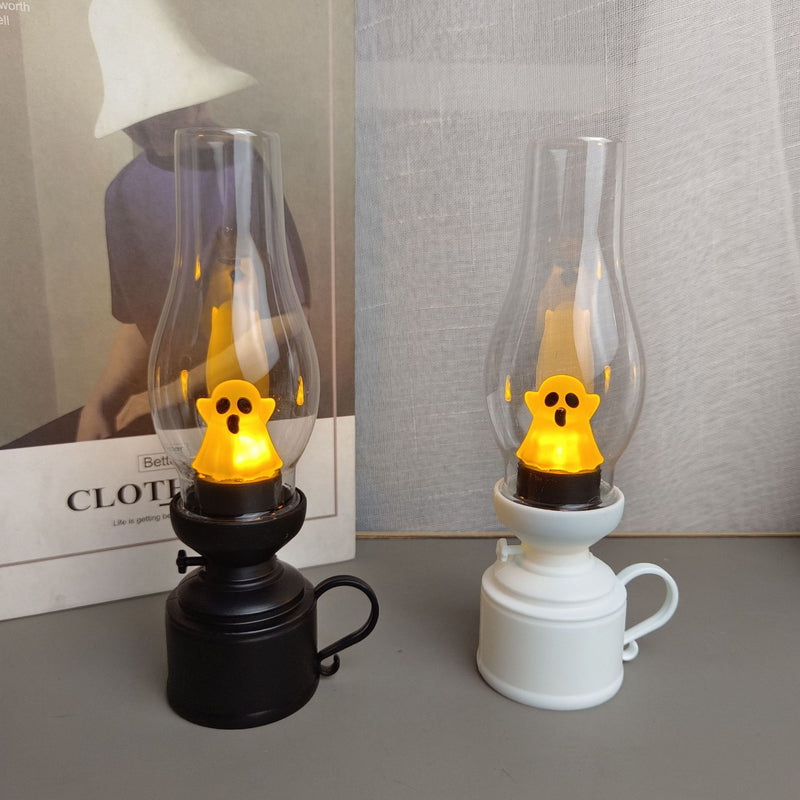 Zeitgenössische kreative PVC-Batterie Kerosin Geister Flamme Halloween LED Tischlampe Nachtlicht für Schlafzimmer 