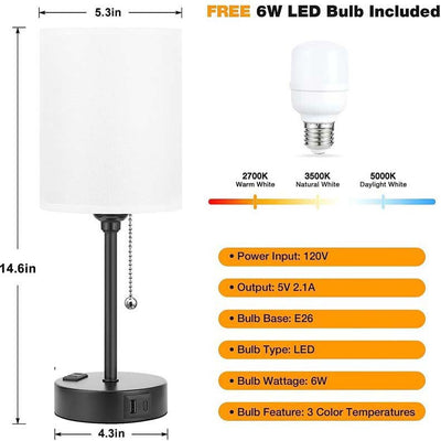 Moderne Einfachheit Stoff Eisen Zylinder Reißverschluss USB wiederaufladbare 1-Licht Tischlampe für Nachttisch 