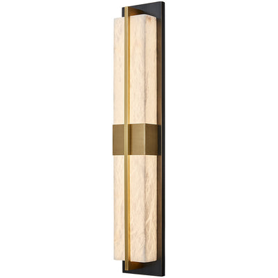 Traditional Chinese Marble Brass Rectangular LED Wall Sconce Lamp For Bedside