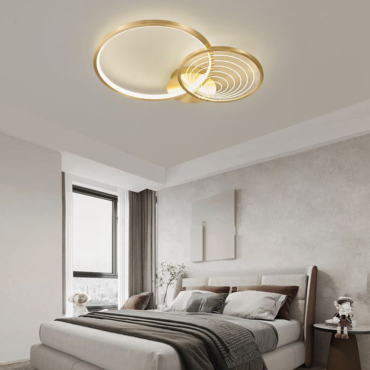 Contemporary Nordic Brass Acrylic Circle LED Flush Mount Ceiling Light For Bedroom