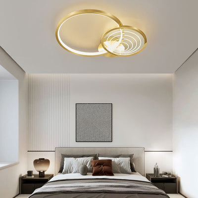 Contemporary Nordic Brass Acrylic Circle LED Flush Mount Ceiling Light For Bedroom