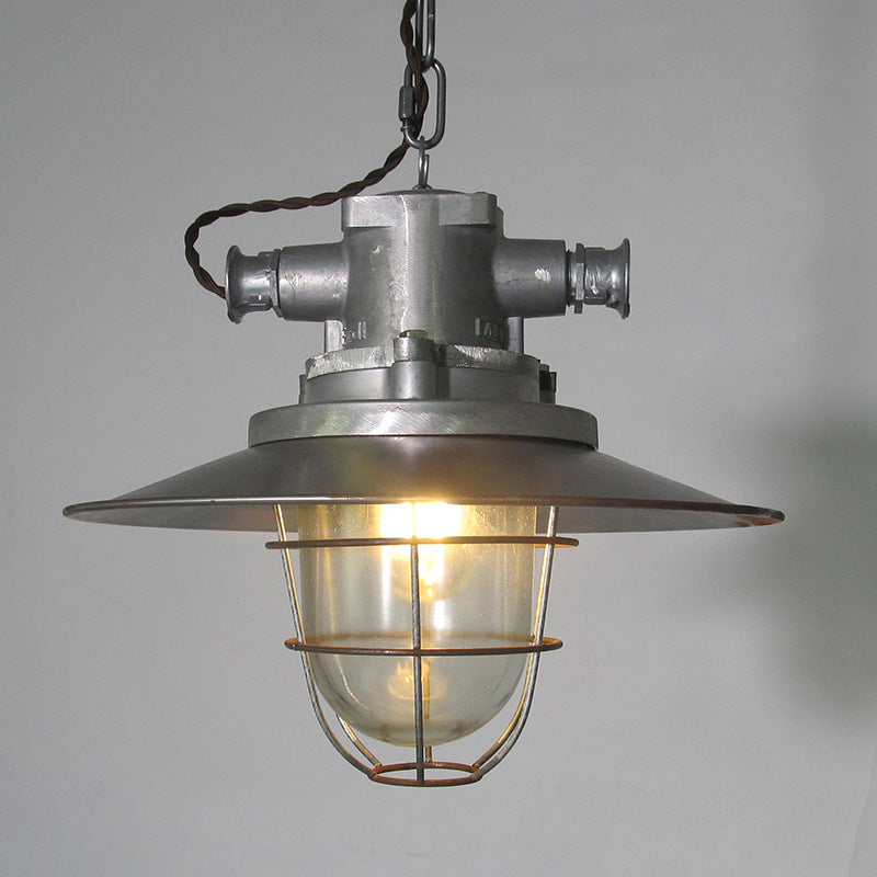 Contemporary Industrial Iron Glass Cage Grenade 1-Light Pendant Light For Dining Room