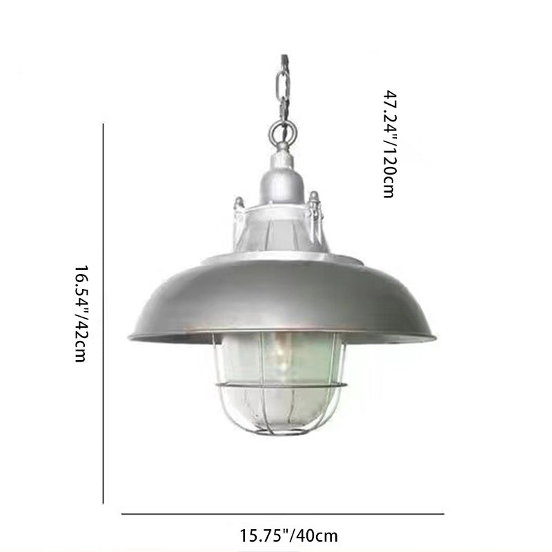 Contemporary Industrial Iron Glass Cage Grenade 1-Light Pendant Light For Dining Room