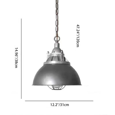 Contemporary Industrial Iron Glass Cage Grenade 1-Light Pendant Light For Dining Room