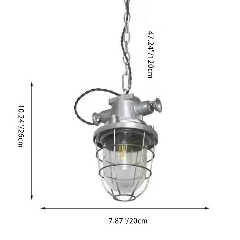 Contemporary Industrial Iron Glass Cage Grenade 1-Light Pendant Light For Dining Room